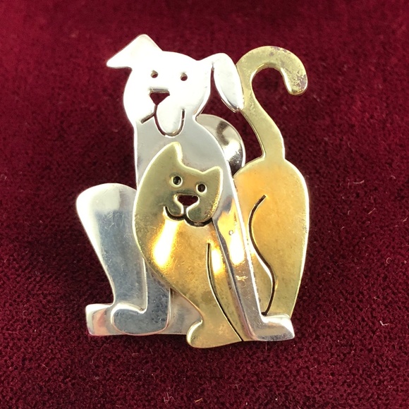 Far Fetched Jewelry - TAKE US HOME Silver & Brass Dog & Cat Buddies